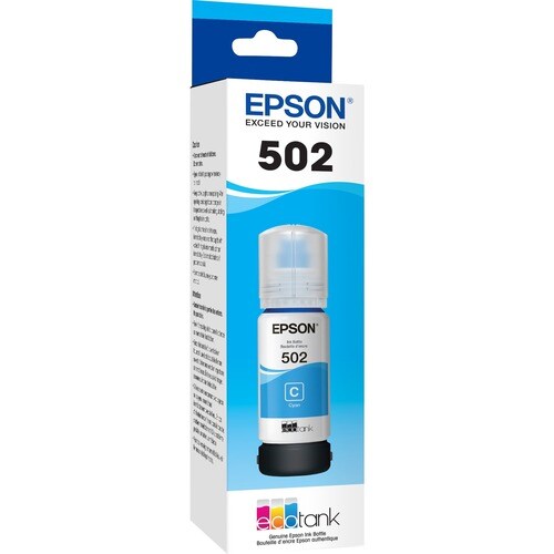 Bouteille d'encre cyan colorant T502 avec capteur SENSORMATIC