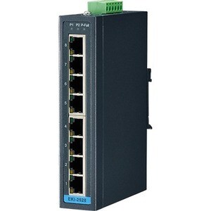 Switch no administrado de 8 puertos, 10/100 MBPS, 10-60 °C, entrada DIN de 12-48 VCC