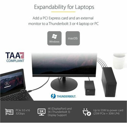 THUNDERBOLT 3 TO PCIE ENCLOSURE W/DISPLAY PORT PCIE X16