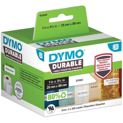 Etiqueta de identificación Dymo LabelWriter - 63/64\" (25 mm) de ancho x 3 1/2\" (89 mm) de largo - Rec