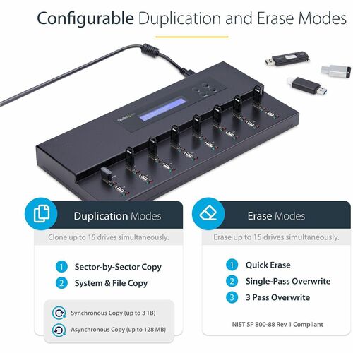 Duplicateur et effaceur USB autonome StarTech.com 1:15 pour clés USB