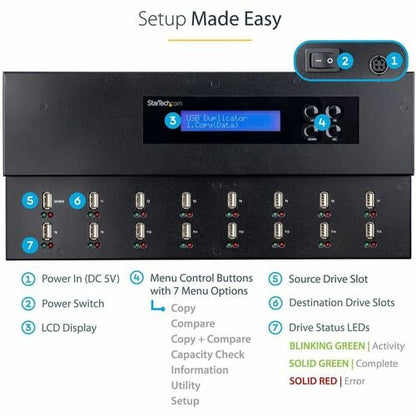 Duplicateur et effaceur USB autonome StarTech.com 1:15 pour clés USB