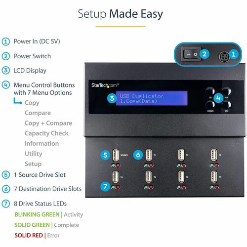Duplicateur et effaceur USB autonome 1:7 de StarTech.com pour clés USB
