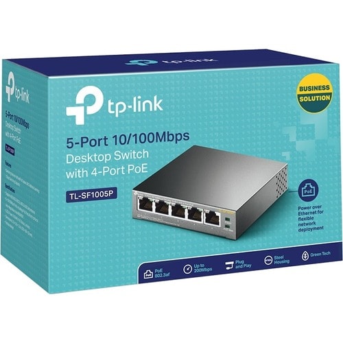 5 puertos sin administración, 10/100 MB, 4 puertos PoE, Ethernet, estándar, conmutador de red RJ45