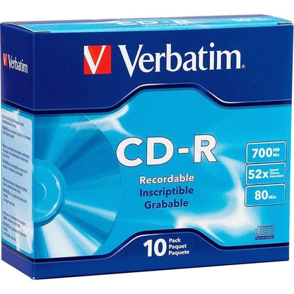 Verbatim CD-R 700MB 52X with Branded Surface - 10pk Slim Cas