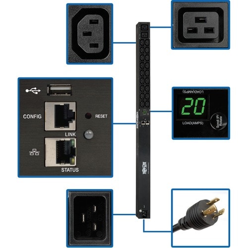 Unité de distribution d'alimentation Tripp Lite by Eaton PDUMNV20HV2LX à 20 prises - Surveillée - NEMA L6-