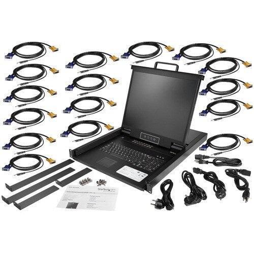 CONSOLA KVM DE 16 PUERTOS PARA SERVIDOR RACK MONTAJE EN RACK LCD 19 PULGADAS 1U