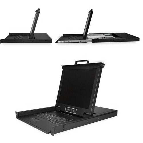 CONSOLA KVM DE 8 PUERTOS PARA MONTAJE EN RACK, SOPORTE PARA LCD DE 17 PULGADAS, PIEZAS Y CABLES INCLUIDOS
