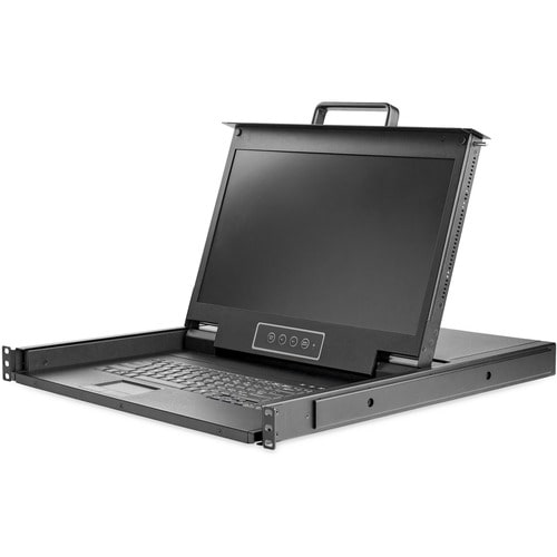 CONSOLA KVM DE 17 PULGADAS PARA MONTAJE EN RACK HD, DOBLE RIEL, 1080P, KVM, DVI, VGA