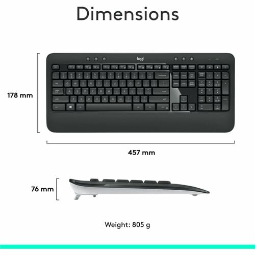 Ensemble clavier et souris sans fil avancé Logitech MK540 pour Windows,