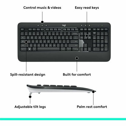 Ensemble clavier et souris sans fil avancé Logitech MK540 pour Windows,