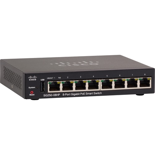 CISCO SG250-08HP 8PORT GB POE SMART SWITCH