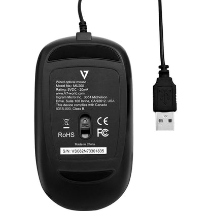 Ratón óptico USB para ordenador portátil, notebook, 1.8 m, con cable, 1600 dpi