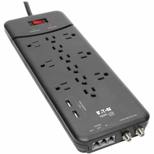 Tripp Lite Surge Protector Power Strip 12 Outlets, 2 USB Charging Port