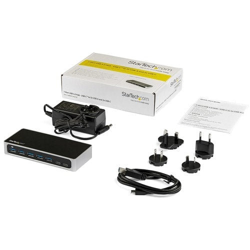 Concentrador USB C de 7 puertos USB-C a 2 puertos C y 5 puertos USB 3.0