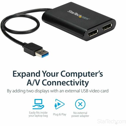 Adaptador USB a DisplayPort dual de StarTech.com