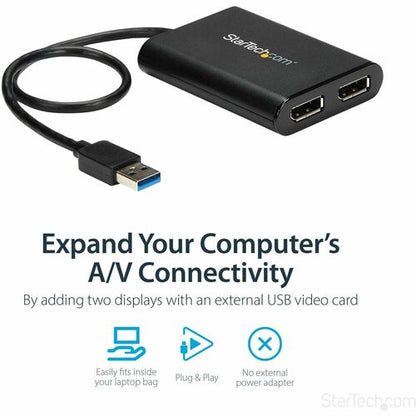 Adaptador USB a DisplayPort dual de StarTech.com