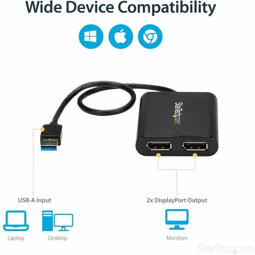 Adaptador USB a DisplayPort dual de StarTech.com