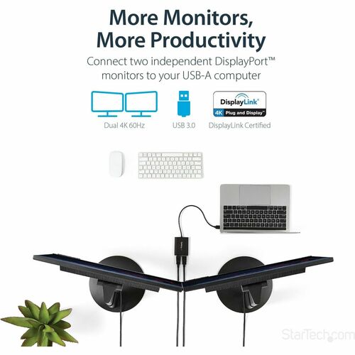Adaptador USB a DisplayPort dual de StarTech.com