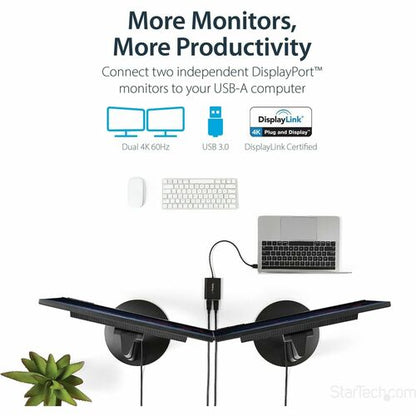 Adaptador USB a DisplayPort dual de StarTech.com