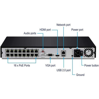 NVR PoE+ H.264/H.265 de 16 canales TRENDnet - NVR PoE+ 4K UHD de 16 canales