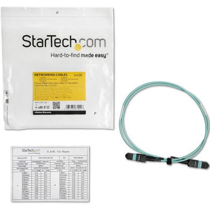 Cable de fibra óptica multimodo StarTech.com MTP(F)/PC OM3 de 1 m (3 pies), OFNP Plenum, 50