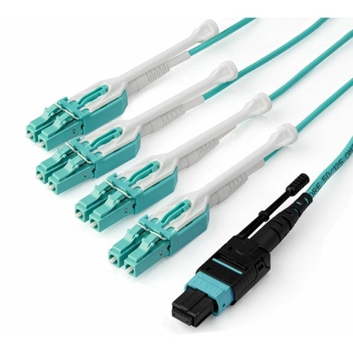 Cable de fibra óptica multimodo OM3 dúplex de StarTech.com de 3 m (10 pies) MTP(H)/PC a 4 conectores LC/PC
