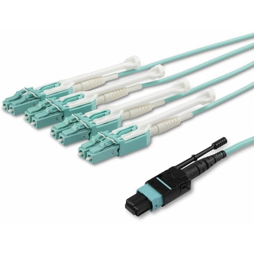 StarTech.com - Cable de fibra óptica multimodo OM3 dúplex de 5 m (16,4 pies) MTP(F)/PC a 4 LC/PC