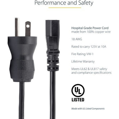 StarTech.com 10ft (3m) Hospital Grade Power Cord