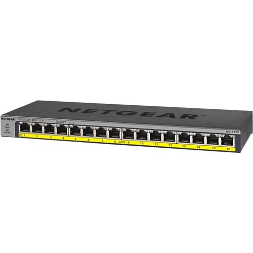 Switch estándar de 16 puertos PoE/PoE+ GB ENET sin gestión, 183 vatios de potencia