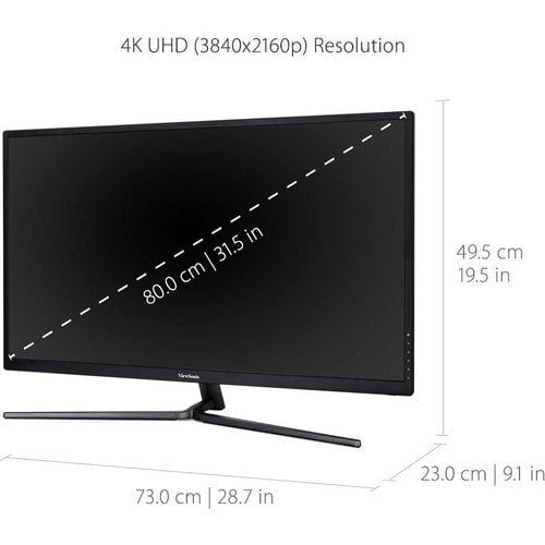 Pantalla Viewsonic de 32", panel MVA, resolución de 3840 x 2160 - 31,5" visibles - Multi