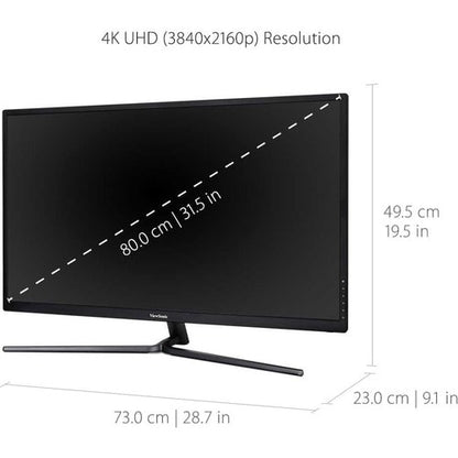 Pantalla Viewsonic de 32", panel MVA, resolución de 3840 x 2160 - 31,5" visibles - Multi