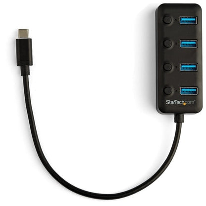 Concentrador USB C de 4 puertos StarTech.com - 4 puertos USB 3.0 tipo A con interruptores de encendido y apagado individuales