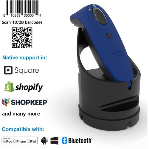 Socket Mobile SocketScan® S740, lecteur de codes-barres universel, station d'accueil bleue et noire - W