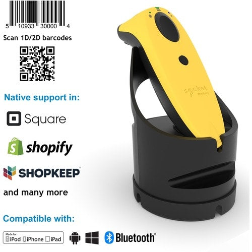 Socket Mobile SocketScan® S740, lecteur de codes-barres universel, station d'accueil jaune et noire -