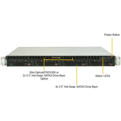 Supermicro SuperServer 5019P-MR Server Barebone System - 1U Rack-mount