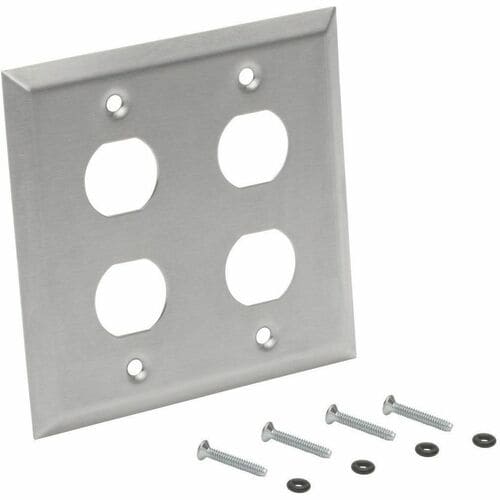 Placa de pared de mamparo RJ45 N206-FP04-IND de Tripp Lite by Eaton, 4 cortes, industrial, de metal.
