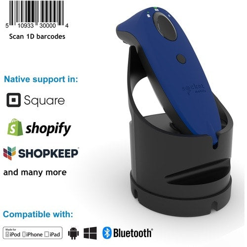 Socket Mobile SocketScan® S700, lecteur de codes-barres linéaire, boîtier de chargement bleu et noir