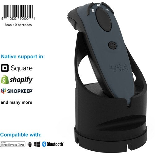 Lecteur de codes-barres linéaire Socket Mobile DuraScan® D700, gris et station de charge - Wir