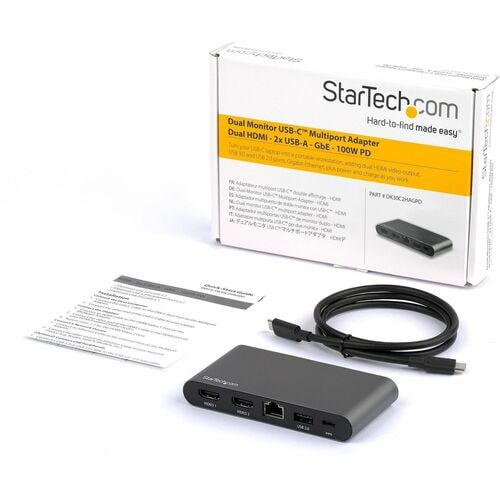 ADAPTADOR MULTIPUERTO USB C PARA DOBLE MONITOR 2X4K HDMI WINDOWS PD