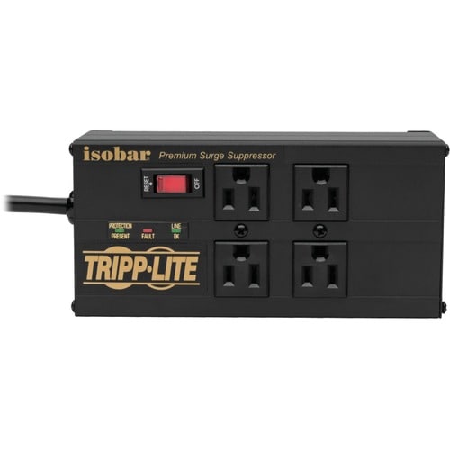 Regleta de enchufes con protector de sobretensiones Isobar de Tripp Lite, 4 tomas, 2 puertos de carga USB