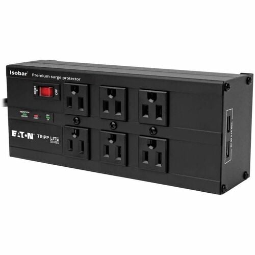 Regleta de enchufes con protector de sobretensiones Isobar de Tripp Lite, 6 tomas, 2 puertos de carga USB