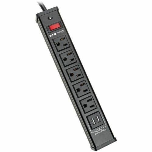 Tripp Lite Surge Protector Power Strip 5-Outlet 2 USB Charging Ports 6
