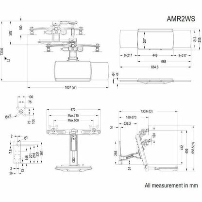 Amer Mounts Single Arm Wall Mount Workstation (Dua