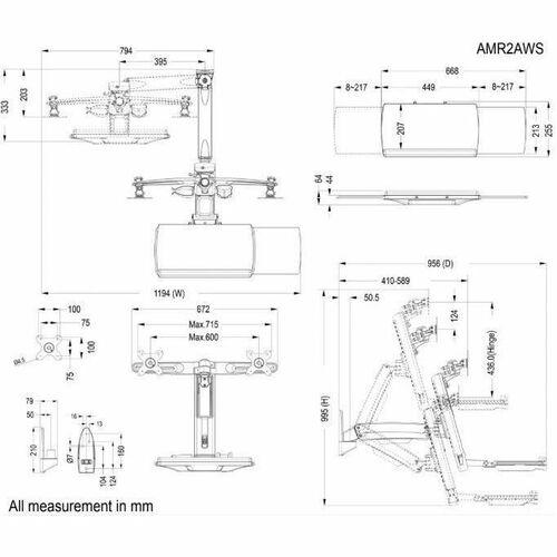 Amer Mounts Single Articulating Arm Wall Mount Wor