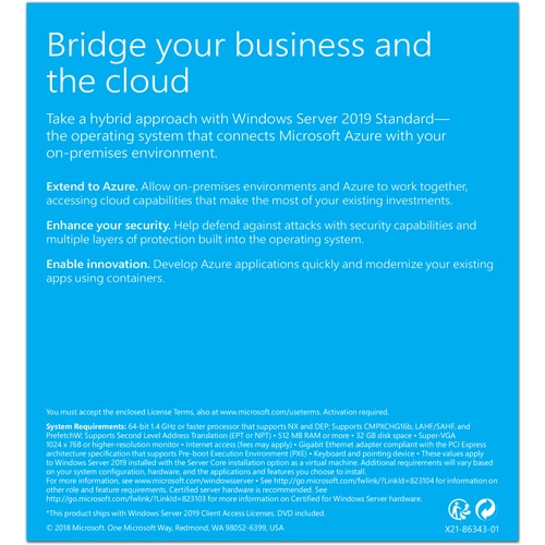 Microsoft Oem Microsoft Windows Server 2019 Standard 64-bit - License - 24 Core