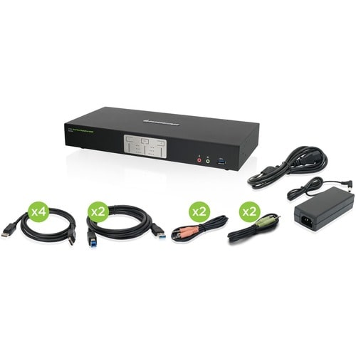 PANTALLA KVMP DE 2 PUERTOS 4K DE DOBLE VISTA CON CONCENTRADOR USB 3.0 AUDIO TAA