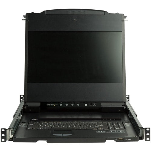 CONSOLA KVM DE 17 PULGADAS PARA MONTAJE EN RACK HD, DOBLE RIEL, 1080P, KVM, DVI, VGA