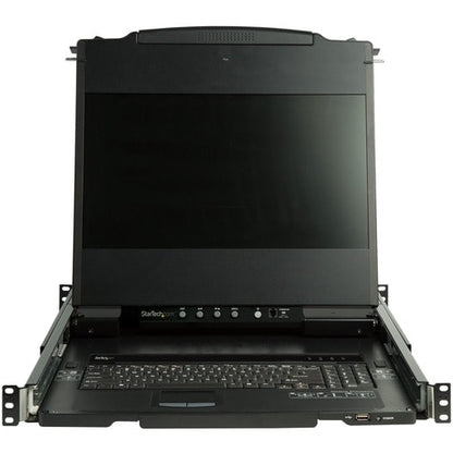 CONSOLA KVM DE 17 PULGADAS PARA MONTAJE EN RACK HD, DOBLE RIEL, 1080P, KVM, DVI, VGA
