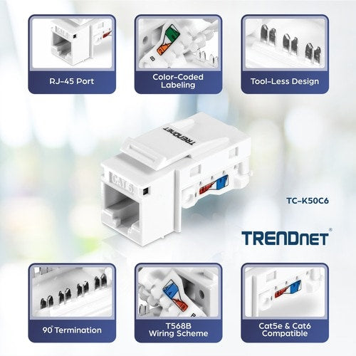 TRENDnet Lot de 50 prises Keystone Cat6, TC